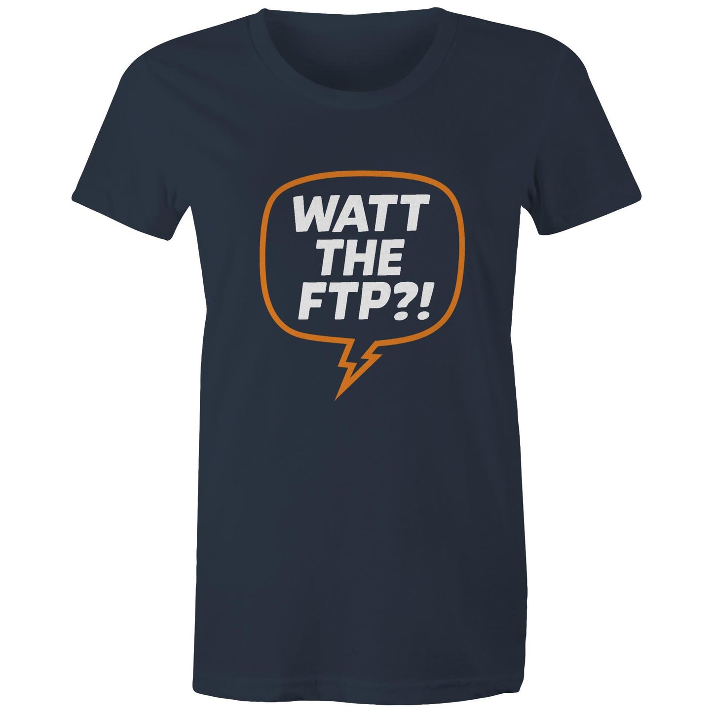Female cyclist wearing Women’s FTP & Chill navy tee at café stop