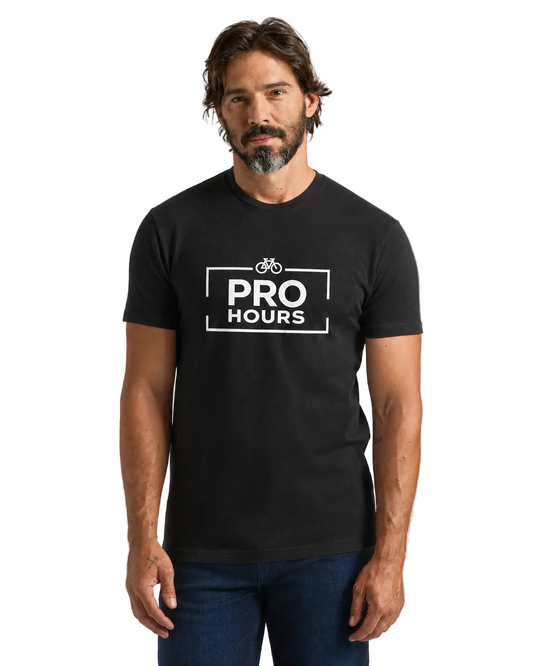 Premium black “Pro Hours” cycling humour t-shirt